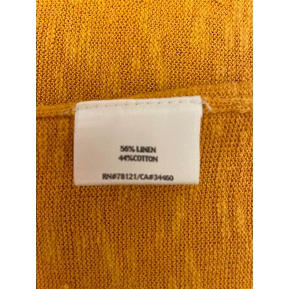 Eileen Fisher Womens Pullover Short Sleeve Henley Top Large Gold Linen Blend - Picture 10 of 12